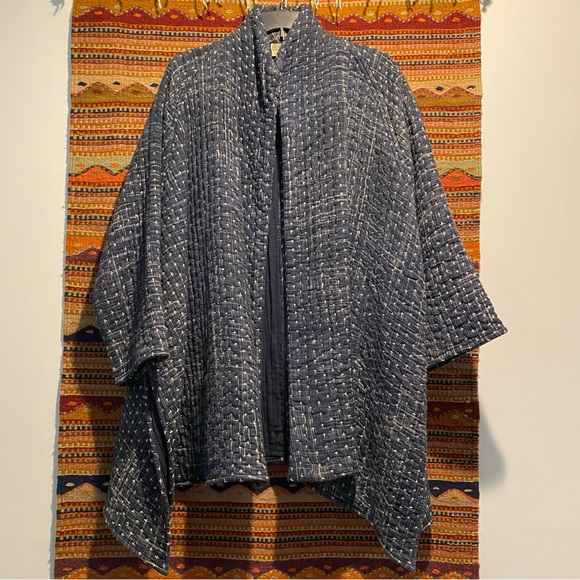 Neeru Kumar Handwoven Swing Coat - Indigo - Picture 2 of 6
